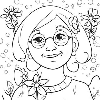 Adorable Grandma With Flowers Coloring Page 47954-38283