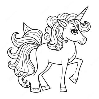 Sparkling Afro Unicorn Coloring Page 48034-38344