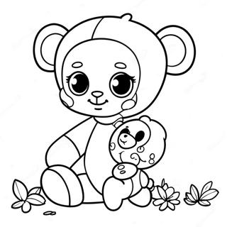 Cute Scrap Baby With Teddy Bear Coloring Page 48054-38357