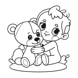 Cute Scrap Baby With Teddy Bear Coloring Page 48054-38360