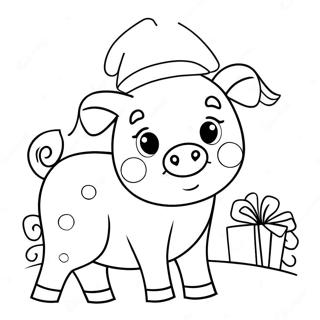 Christmas Pig Coloring Page 48063-38363