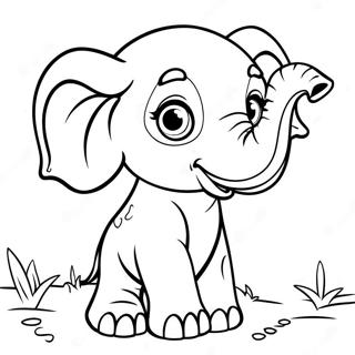 Playful Baby Elephant Coloring Page 48114-38407