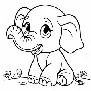 Playful Baby Elephant Coloring Page 48114-38408