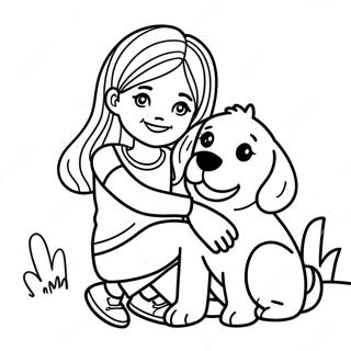 Girl With Dog Coloring Page 48183-38459