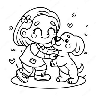 Playful Girl With Puppy Coloring Page 48184-38465