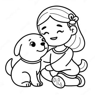 Playful Girl With Puppy Coloring Page 48184-38466