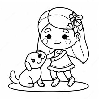 Playful Girl With Puppy Coloring Page 48184-38467