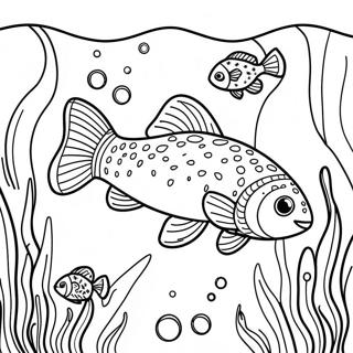 Colorful Trout Underwater Scene Coloring Page 48274-38542