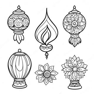 Colorful Diwali Lanterns Coloring Page 482-385