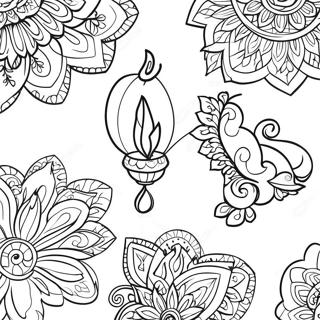 Colorful Diwali Lanterns Coloring Page 482-386