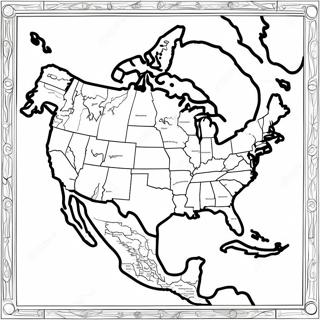 Detailed North America Map Coloring Page 48384-38625