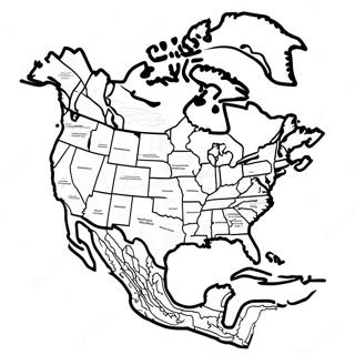 Detailed North America Map Coloring Page 48384-38628