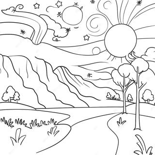 Starry Night Landscape Coloring Page 48394-38632