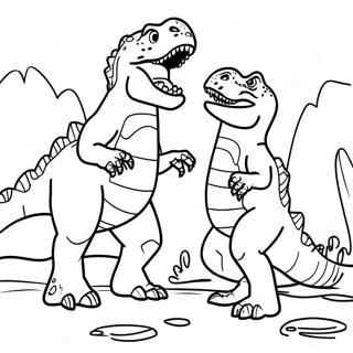 Giganotosaurus Vs T Rex Battle Coloring Page 48413-38639