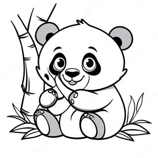 Cute Panda Eating Bamboo Coloring Page 48454-38678