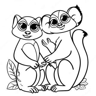 Colorful Madagascar Lemurs Coloring Page 4847-3985