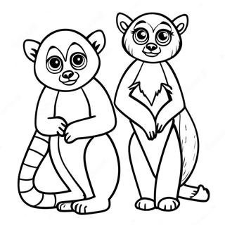 Colorful Madagascar Lemurs Coloring Page 4847-3986