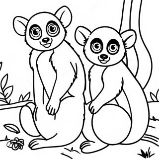 Colorful Madagascar Lemurs Coloring Page 4847-3988