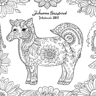 Johanna Basford 2017 Calendar Whimsical Animals Coloring Page 48494-38716