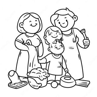 Happy Family Cleaning Together Coloring Page 48524-38732