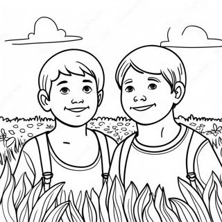 Two Sons In The Field Coloring Page 48544-38745