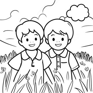 Two Sons In The Field Coloring Page 48544-38746