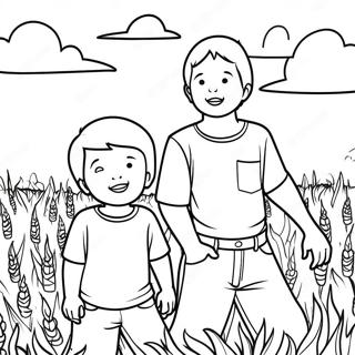 Two Sons In The Field Coloring Page 48544-38748