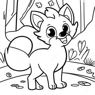 Playful Cartoon Fox In The Forest Coloring Page 48554-38765