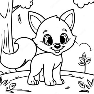 Playful Cartoon Fox In The Forest Coloring Page 48554-38766