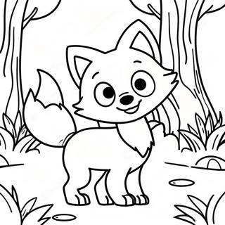 Playful Cartoon Fox In The Forest Coloring Page 48554-38767