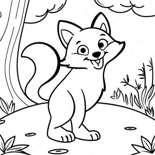 Playful Cartoon Fox In The Forest Coloring Page 48554-38768