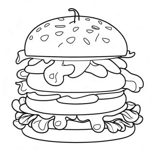 Cheesy Hamburger Coloring Page 4857-3991