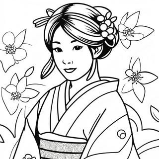 Japanese Girl Coloring Pages