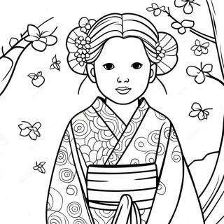 Japanese Girl In Kimono Coloring Page 48603-38798