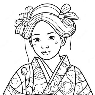 Japanese Girl In Kimono Coloring Page 48603-38799