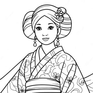 Japanese Girl In Kimono Coloring Page 48603-38800