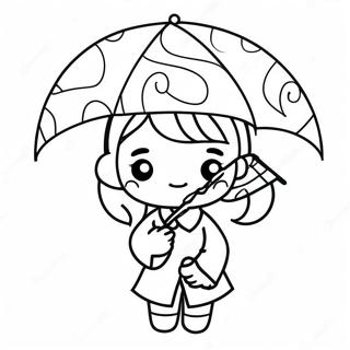 Cute Japanese Girl With Umbrella Coloring Page 48604-38795