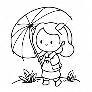 Cute Japanese Girl With Umbrella Coloring Page 48604-38796