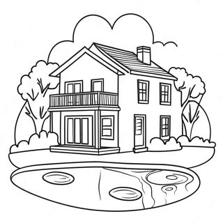 Sunny House With Swimming Pool Coloring Page 48644-38831