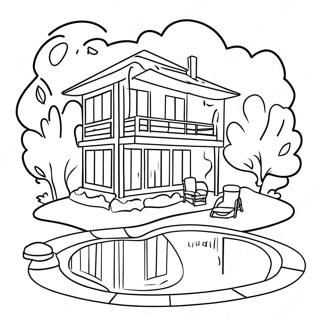 Sunny House With Swimming Pool Coloring Page 48644-38832