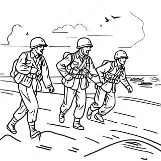 D Day Soldiers Landing On Beach Coloring Page 48653-38833