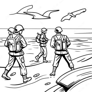 D Day Soldiers Landing On Beach Coloring Page 48653-38835