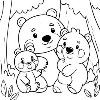 Cute Bear Family In The Forest Coloring Page 48664-38846