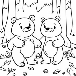 Cute Bear Family In The Forest Coloring Page 48664-38847