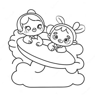 Kiki And Lala Playing In The Clouds Coloring Page 48674-38854