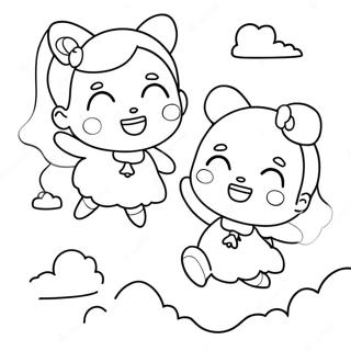 Kiki And Lala Playing In The Clouds Coloring Page 48674-38856