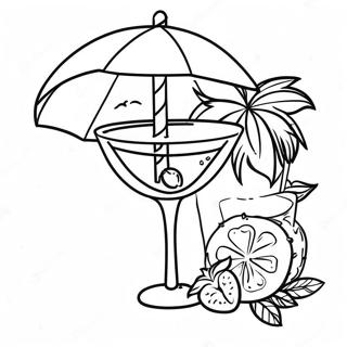 Tropical Cocktail With Umbrella Coloring Page 48694-38873