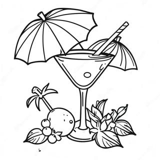 Tropical Cocktail With Umbrella Coloring Page 48694-38874