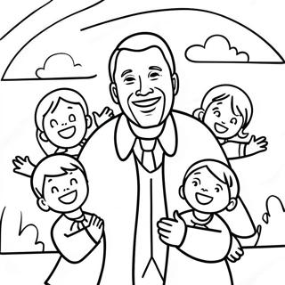 Joyful Pastor With Children Coloring Page 48704-38879