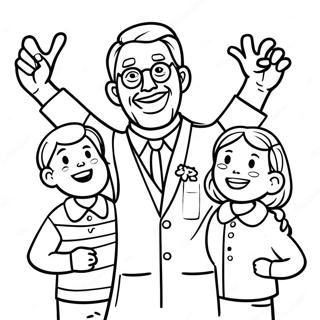 Joyful Pastor With Children Coloring Page 48704-38880